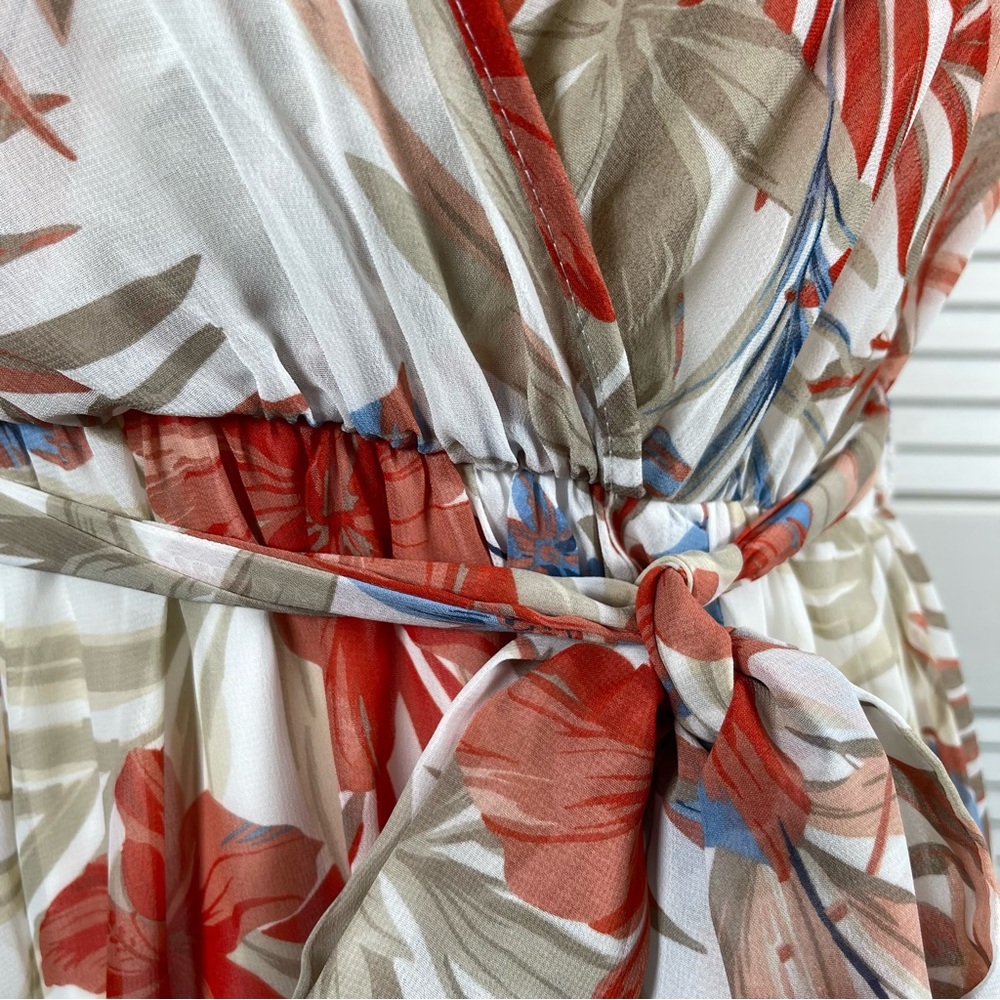 Kate and Lily Floral Maxi Dress Size 6 White Red Tropical Sheer Top - Picture 4 of 15